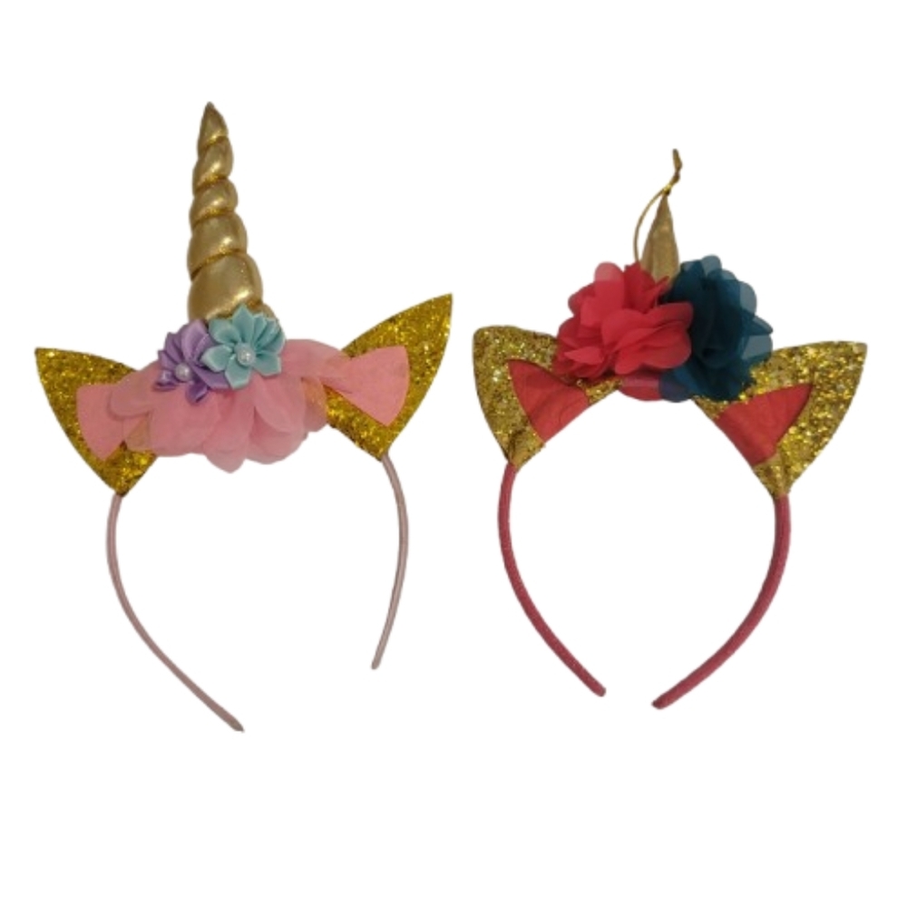 Gold Unicorn Headbands with Floral Accents 2